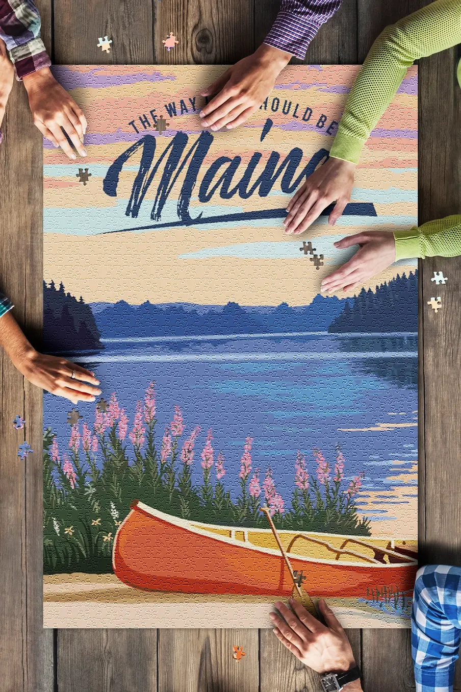 Lantern Press - 1000 Piece Puzzle - Maine The Way Life Should Be Canoe