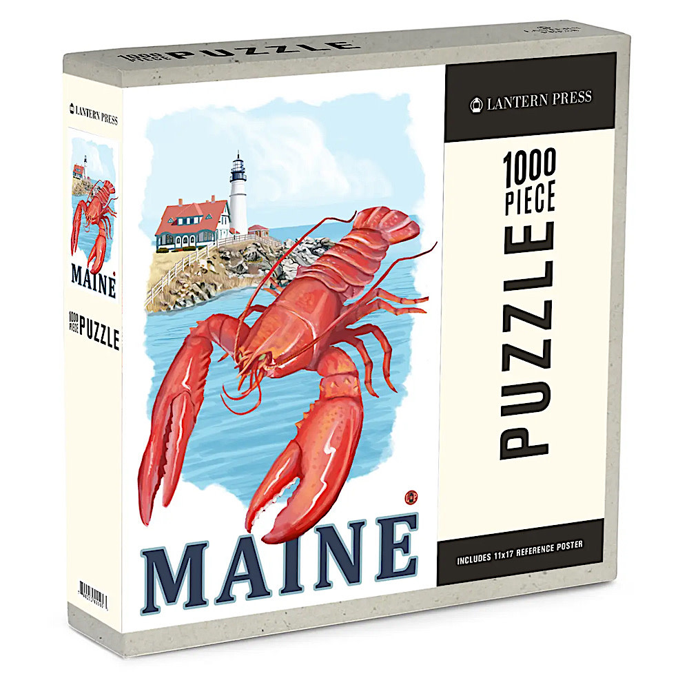 Lantern Press - 1000 Piece Puzzle - Portland Lighthouse Lobster