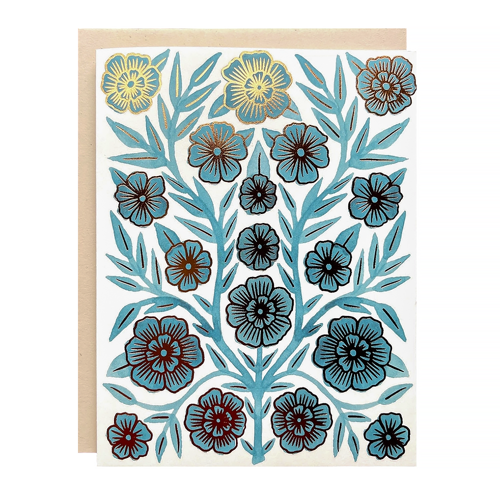 Katharine Watson - Green Floral - Foil Stamped Card