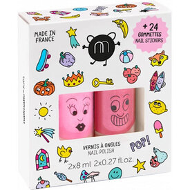 Nailmatic Nailmatic - Nail Polish 2 Pack With Stickers - Pop