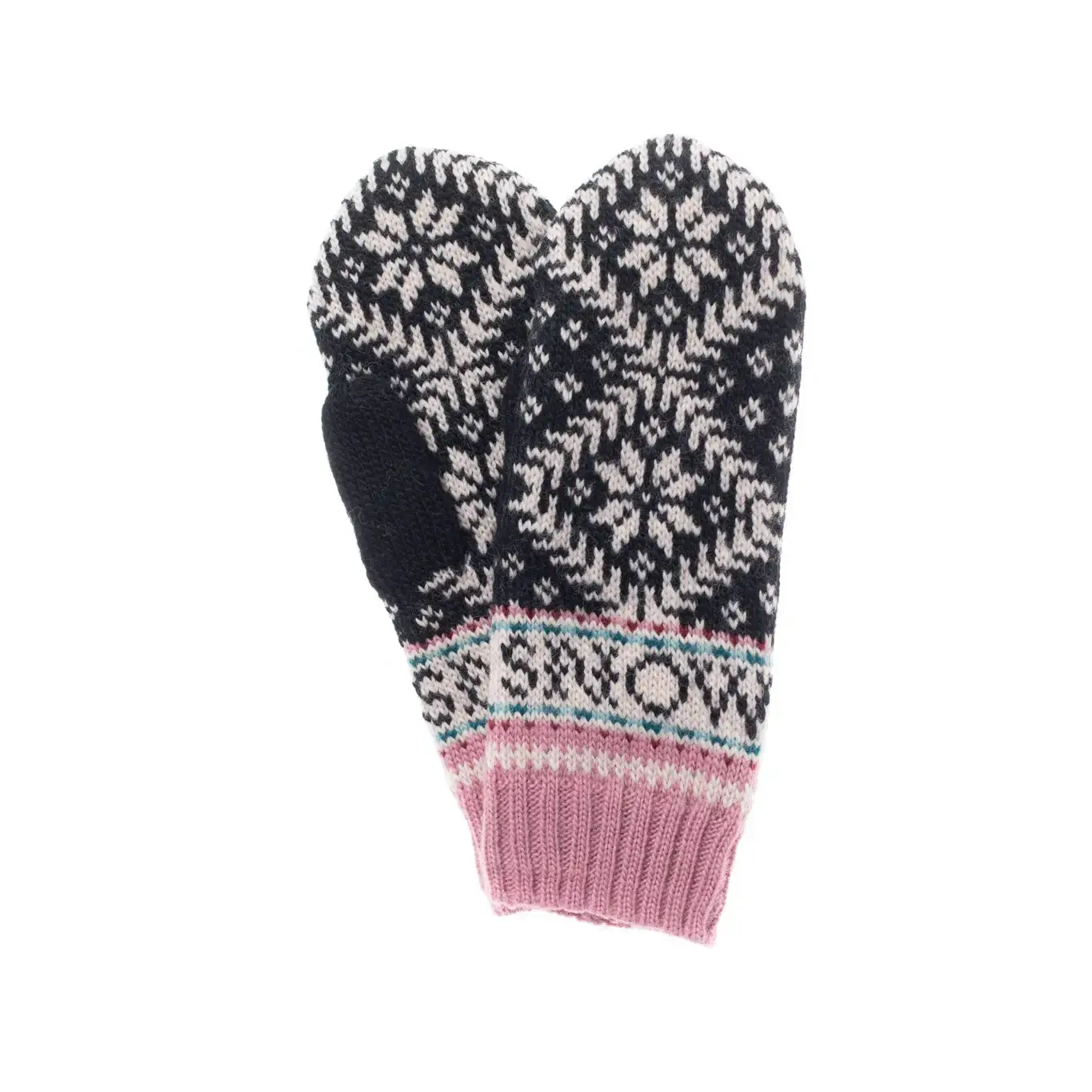 French Knot French Knot - Novelty Nordic Mitten - Black/Pink