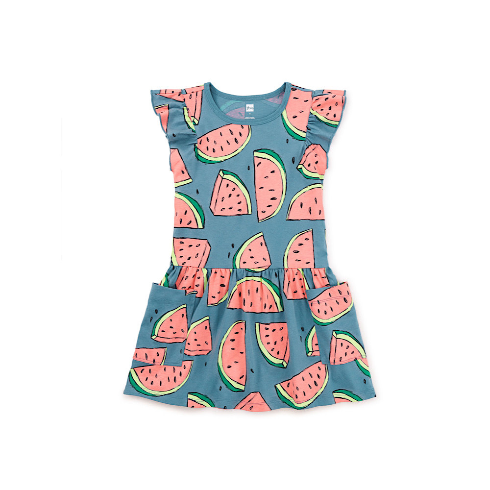 Tea Collection Flutter Sleeve Pocket Dress - Watermelons