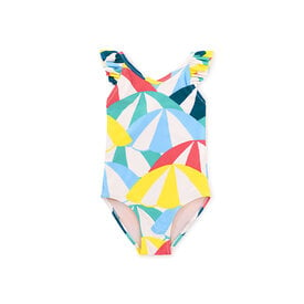 Tea Collection Tea Collection Ruffle One-Piece Swimsuit - Beach Umbrellas