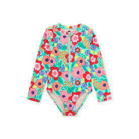 Tea Collection Tea Collection Long Sleeve One-Piece Swimsuit - Painterly Floral