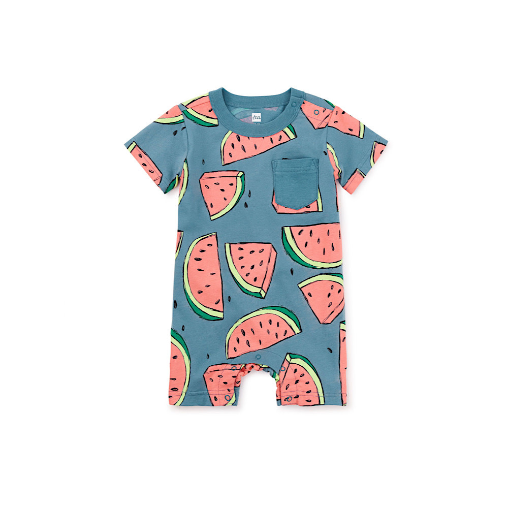 Tea Collection Pocket Baby Romper - Watermelons