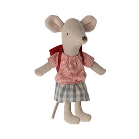 Maileg Maileg Mouse - Red Tricycle Mouse - Big Sister with Bag