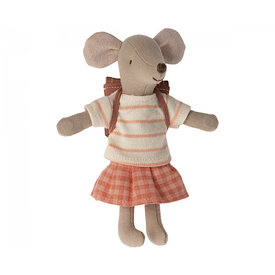 Maileg Maileg Mouse - Coral Tricycle Mouse - Big Sister with Bag