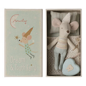Maileg Maileg Little Brother Mouse - Tooth Fairy with Tooth Box- Matchbox - Blue