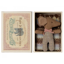 Maileg Maileg Mouse - Sleepy Wakey Baby in Box - Rose Plaid