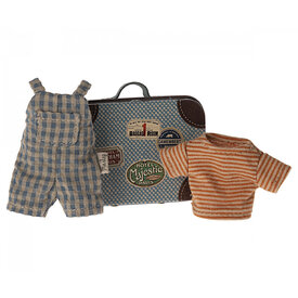 Maileg Maileg Big brother Mouse - Overalls & Shirt in Suitcase