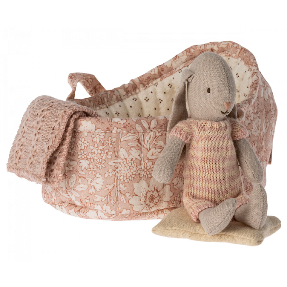 Maileg Micro Assorted Bunny in Carry Cot