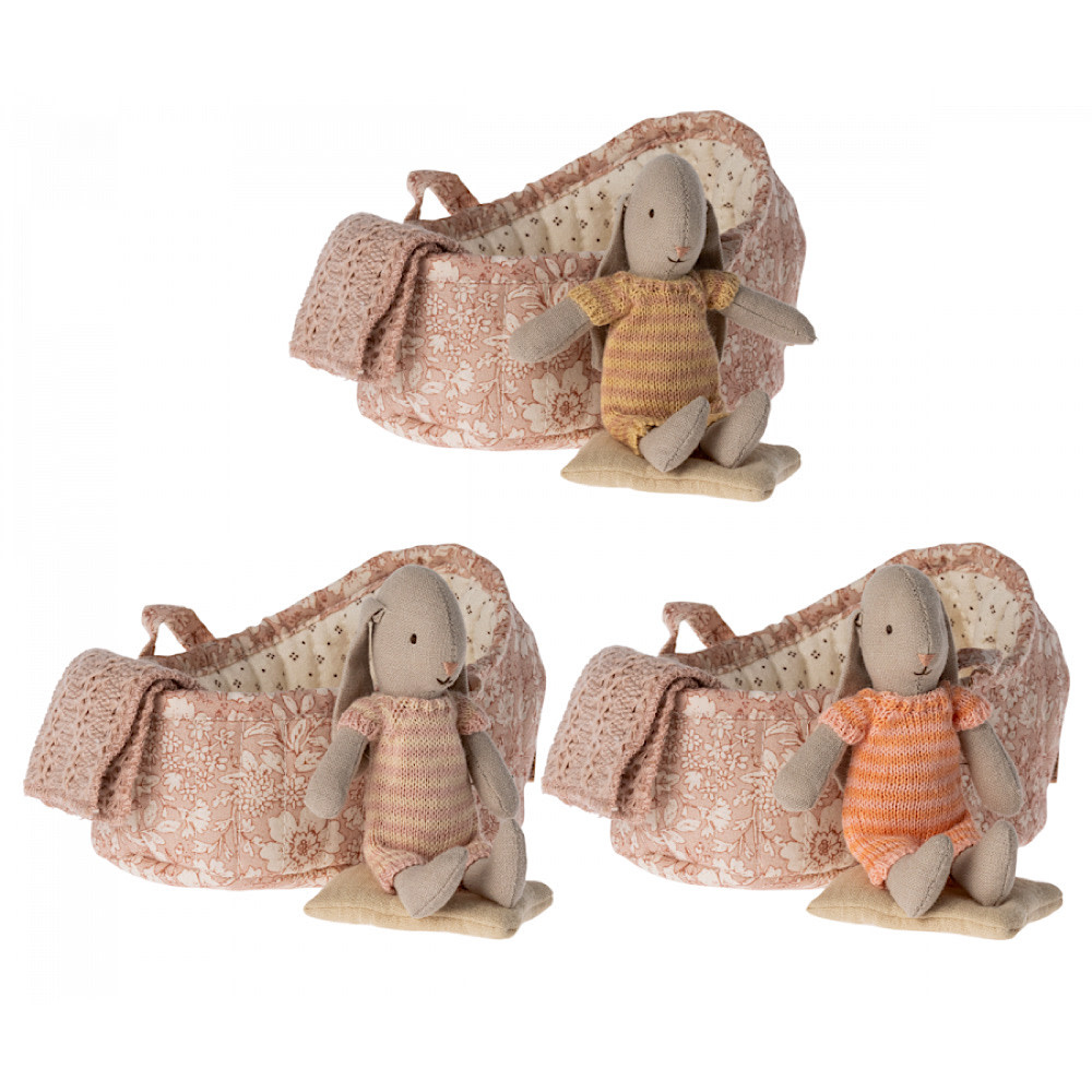 Maileg Maileg Micro Assorted Bunny in Carry Cot