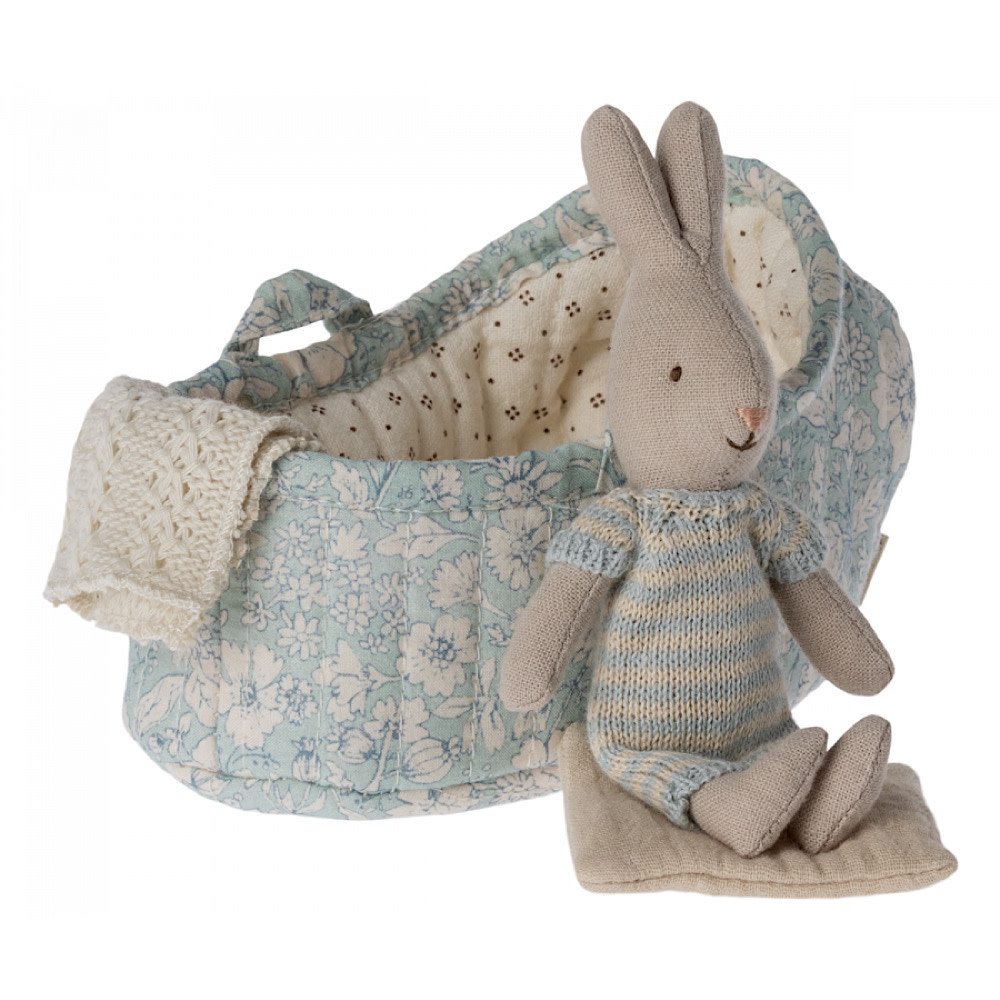 Maileg Micro Assorted Rabbit in Carry Cot