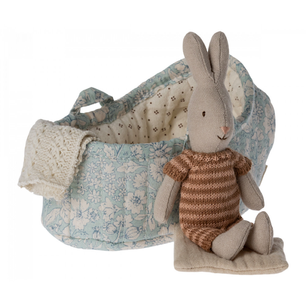 Maileg Micro Assorted Rabbit in Carry Cot