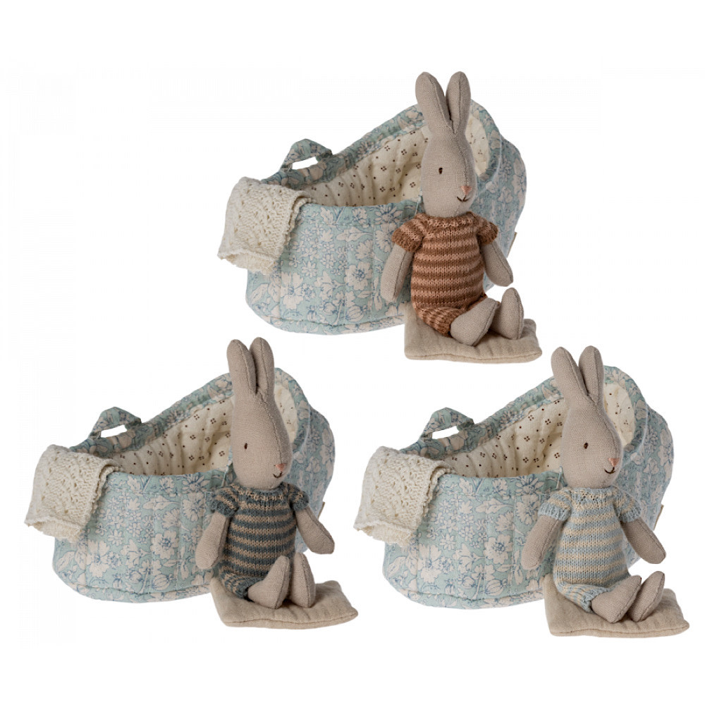 Maileg Maileg Micro Assorted Rabbit in Carry Cot