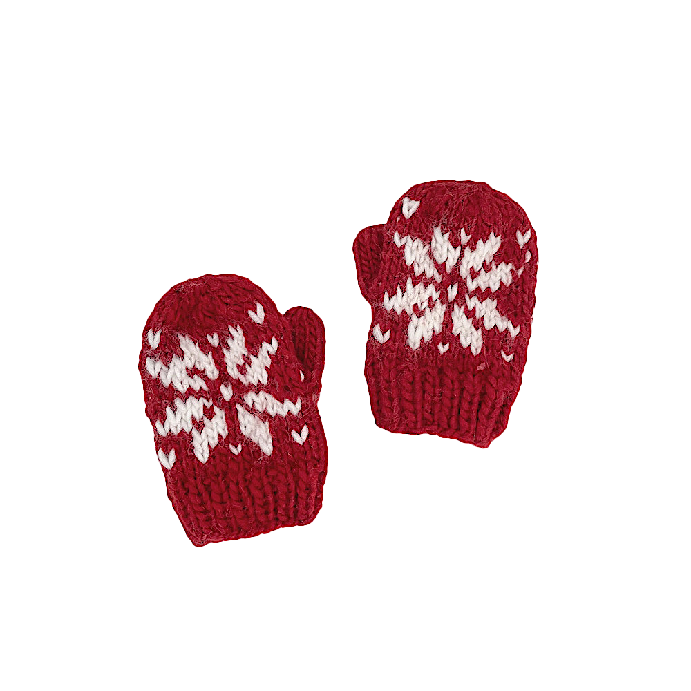 The Blueberry Hill Snowflake Mittens - Red