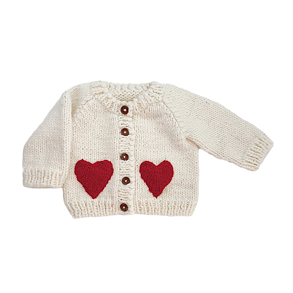 The Blueberry Hill Baby Heart Cardigan Red