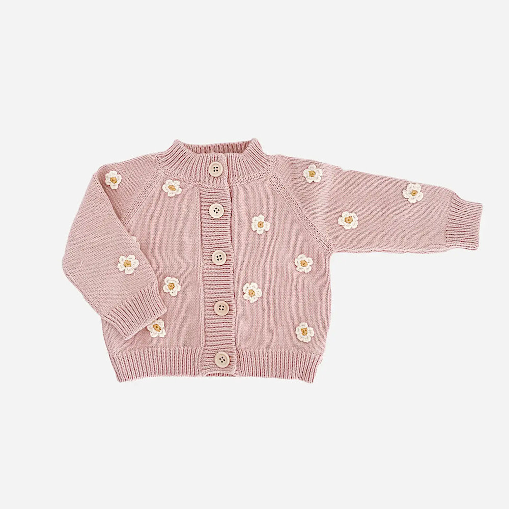 The Blueberry Hill Baby Flower Cardigan Blush