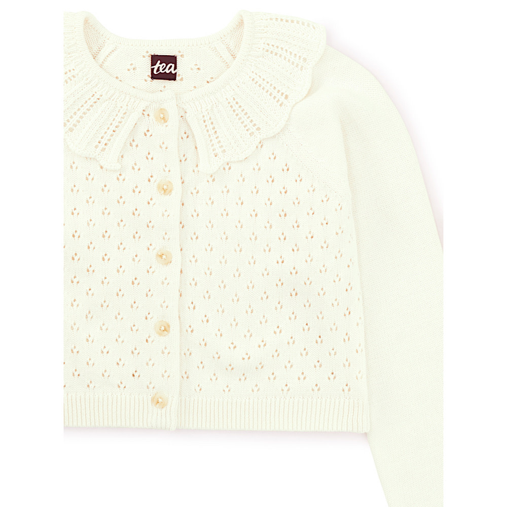 Tea Collection Collared Pointelle Cardigan - Chalk