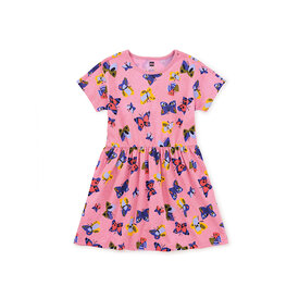 Tea Collection Tea Collection Short Sleeve Twirl Dress - Painted Kenyan Butterflies