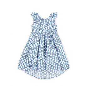 Tea Collection Tea Collection Ruffle Hi-Lo Dress - Indigo Polka Dot