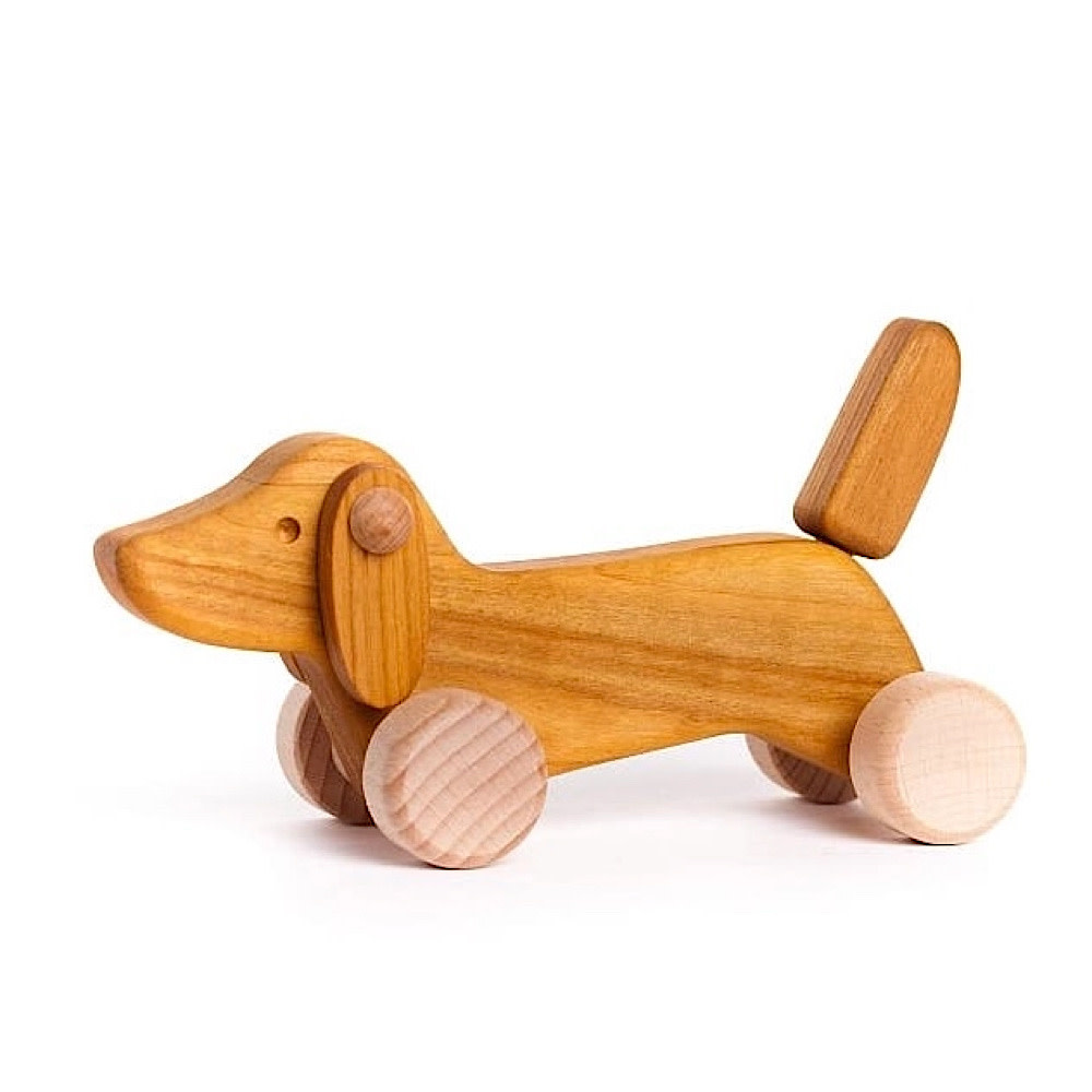 Little Poland Dachshund Puppy Pull Toy - Natural