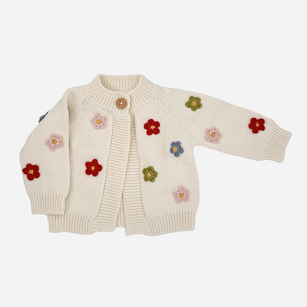 The Blueberry Hill Cotton Flower Cardigan Multi Color