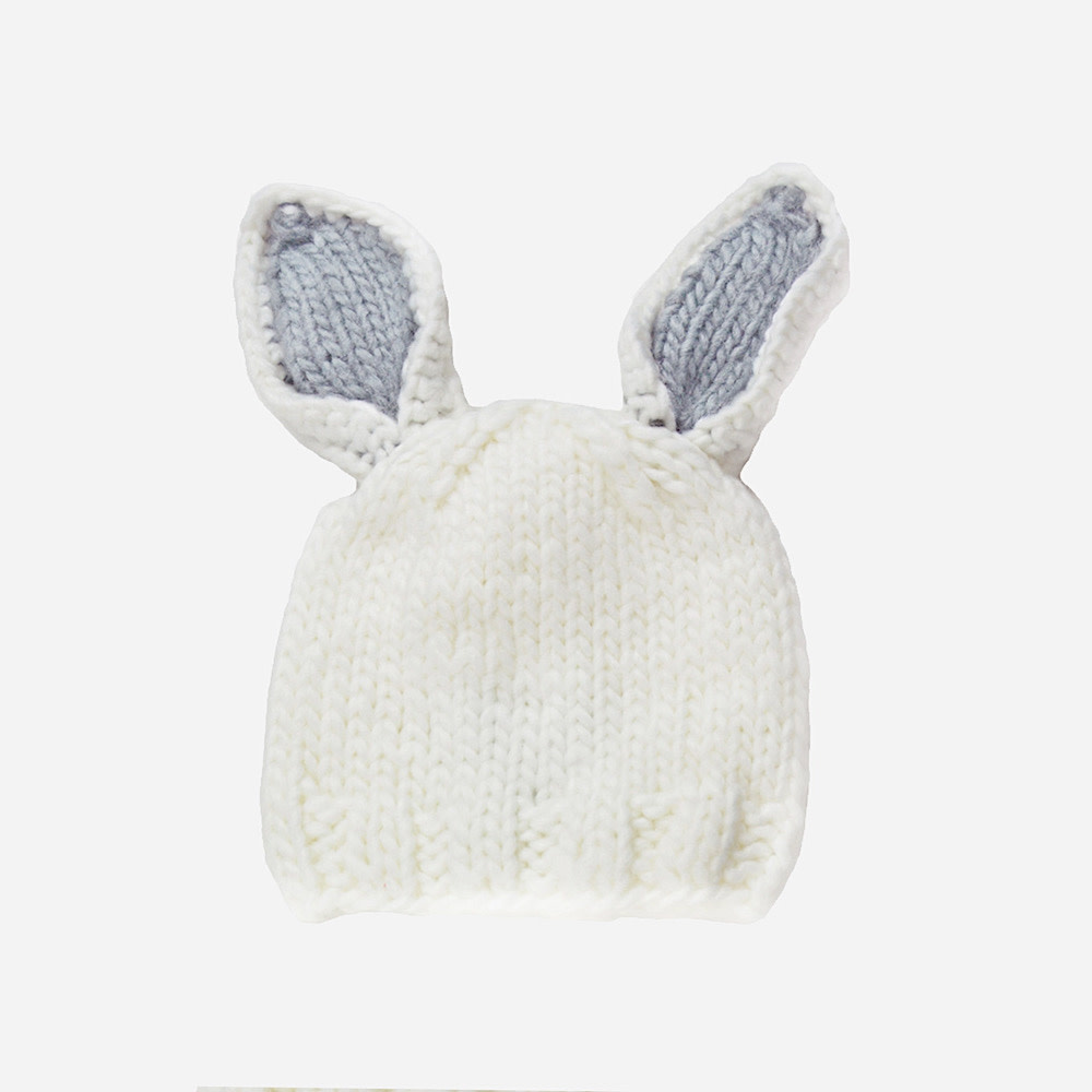 The Blueberry Hill Baby Bailey Bunny Hat - White/ Bowie Gray