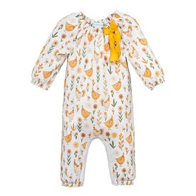 Feather Baby Feather Baby Bow Romper - Garden Chicks