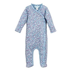 Feather Baby Feather Baby Ruffle Kimono Footie Romper - Liliana on Sky Blue