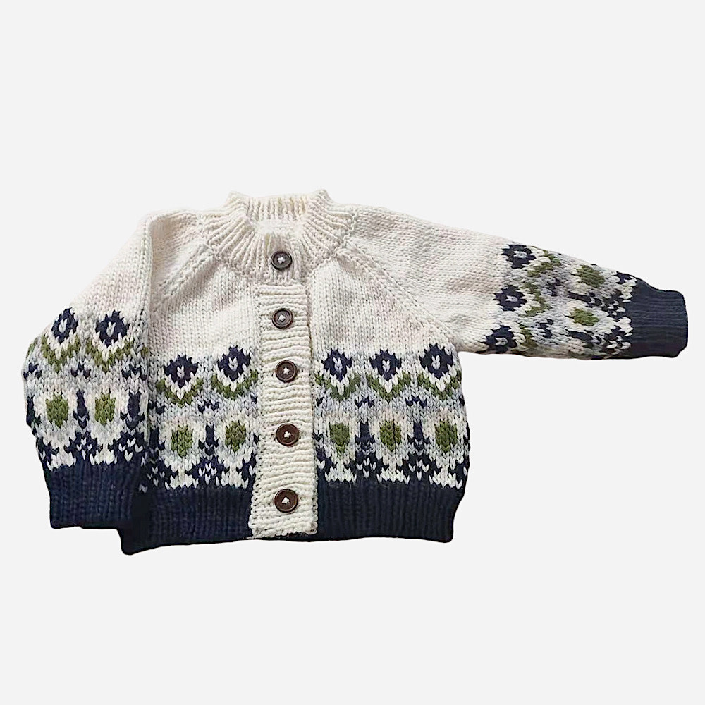 The Blueberry Hill Baby Tree Fair Isle Cardigan - Navy