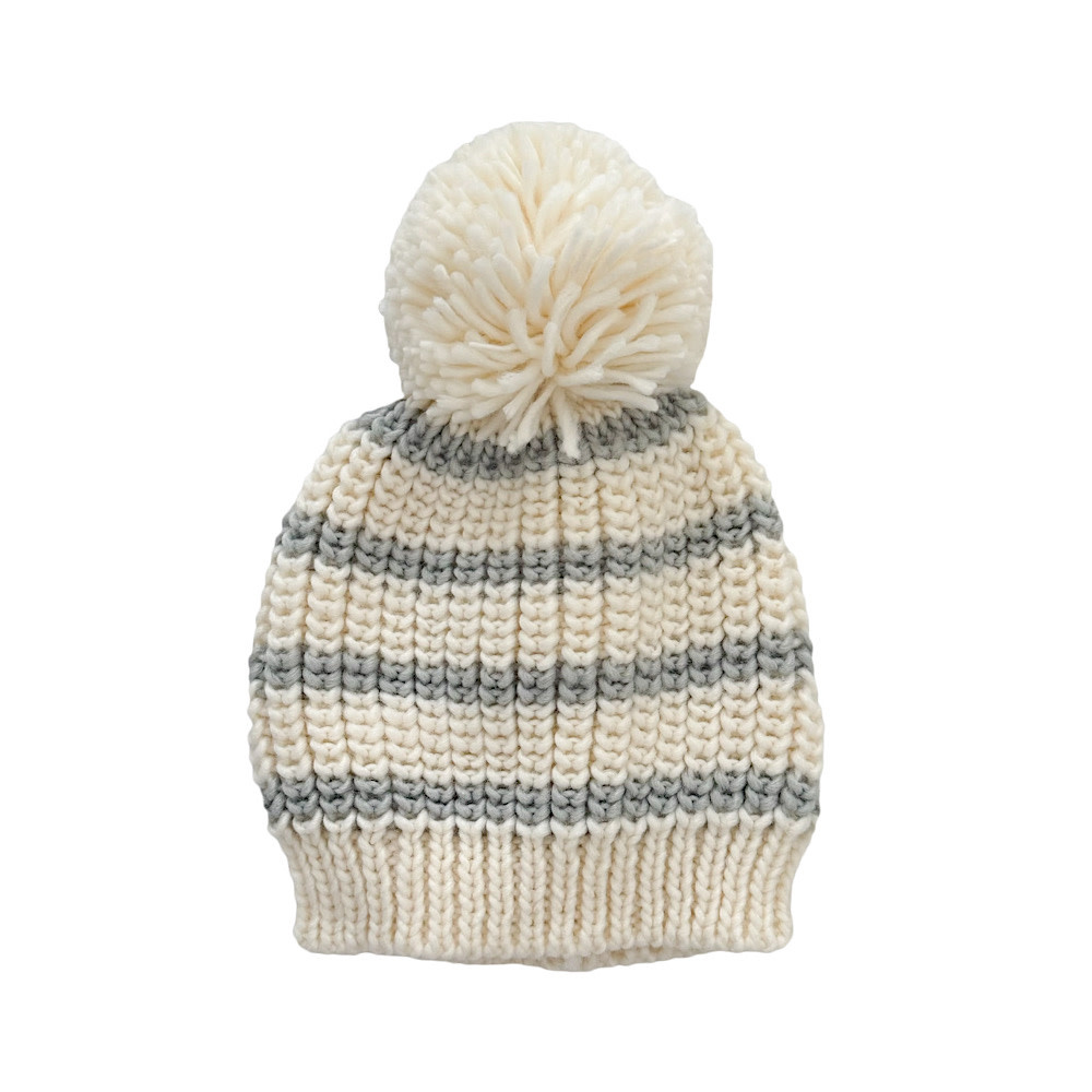 The Blueberry Hill Baby Rib Stripe Hat - Bowie Grey