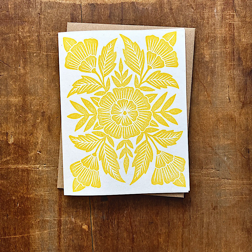 Katharine Watson Katharine Watson - Yellow Floral - Block Print Card