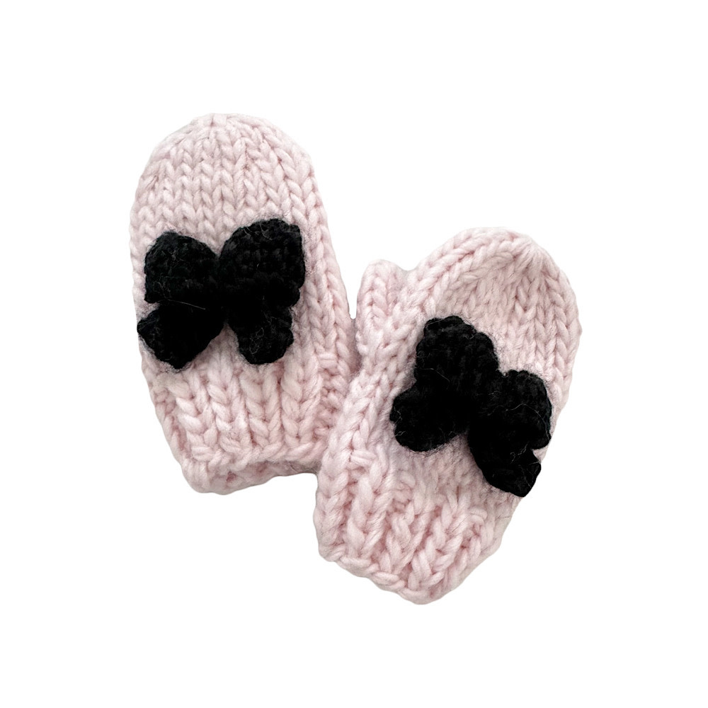 The Blueberry Hill Baby Bow Mitten - Pink/Black