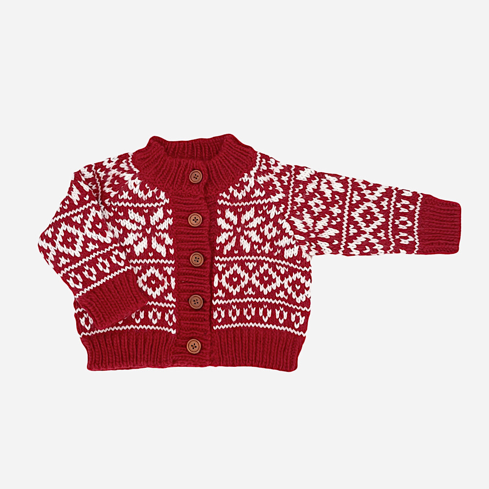 The Blueberry Hill Baby Snowflake Cardigan - Red
