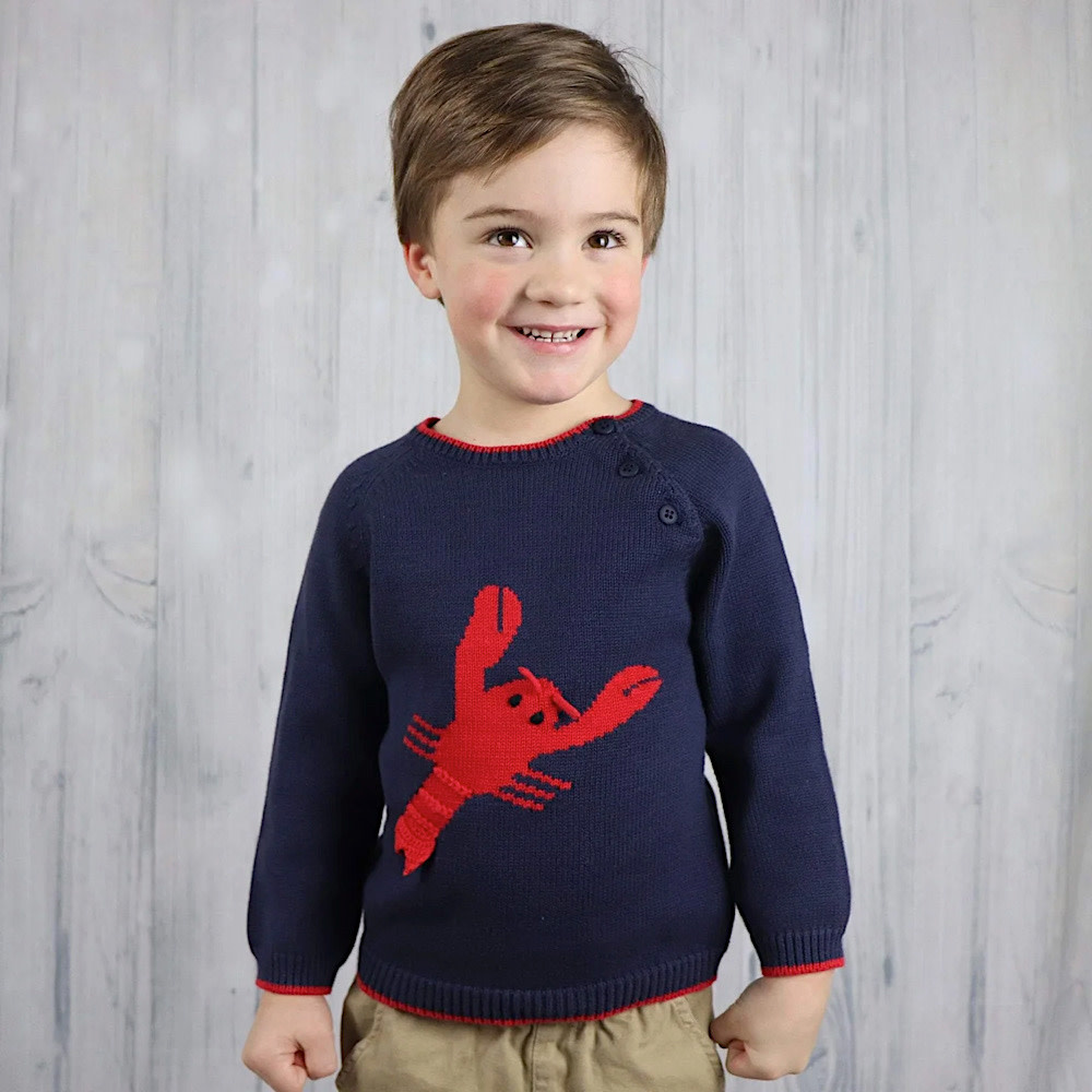 Zubels Children's Lobster Knit Sweater Navy