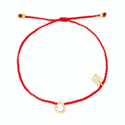 Pura Vida Dainty Bracelet - Heart Bead - Gold/Red