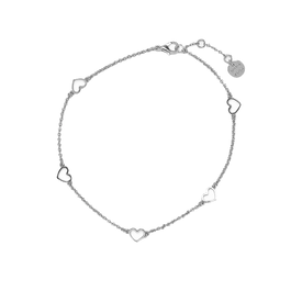 Pura Vida Pura Vida - Dainty Hearts Anklet - Silver