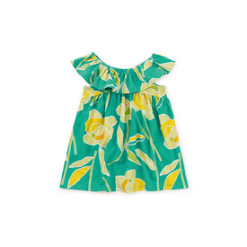 Tea Collection Tea Collection Ruffle Neck Baby Dress - Dos Gardenias