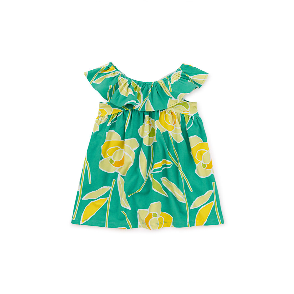 Tea Collection Ruffle Neck Baby Dress - Dos Gardenias
