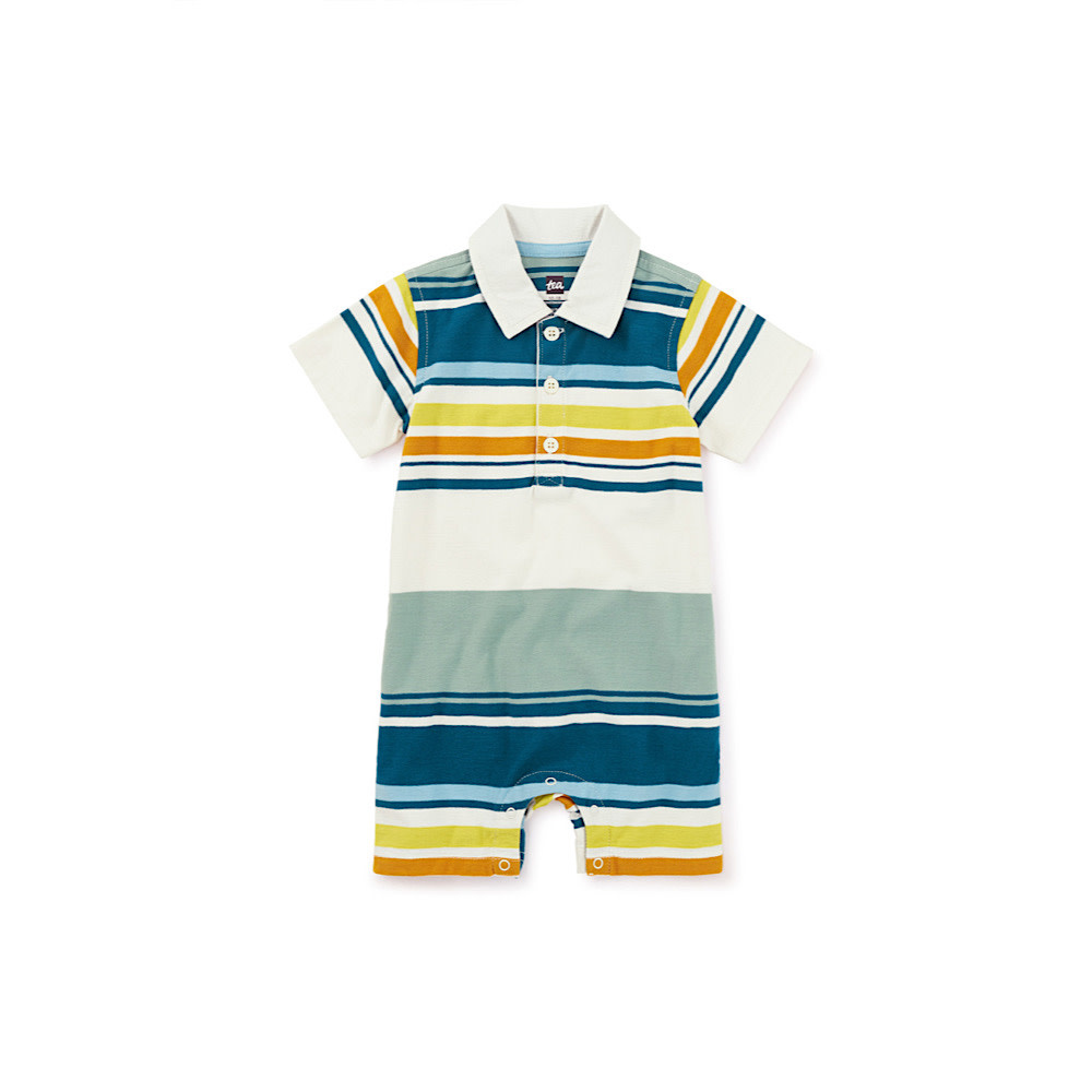 Tea Collection Polo Baby Romper - Sea