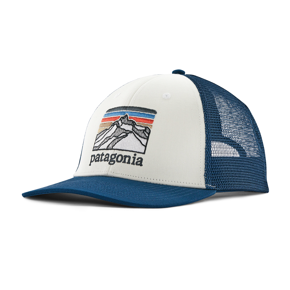 Patagonia - LoPro Trucker Hat - Line Logo Ridge - White w/ Lagom Blue