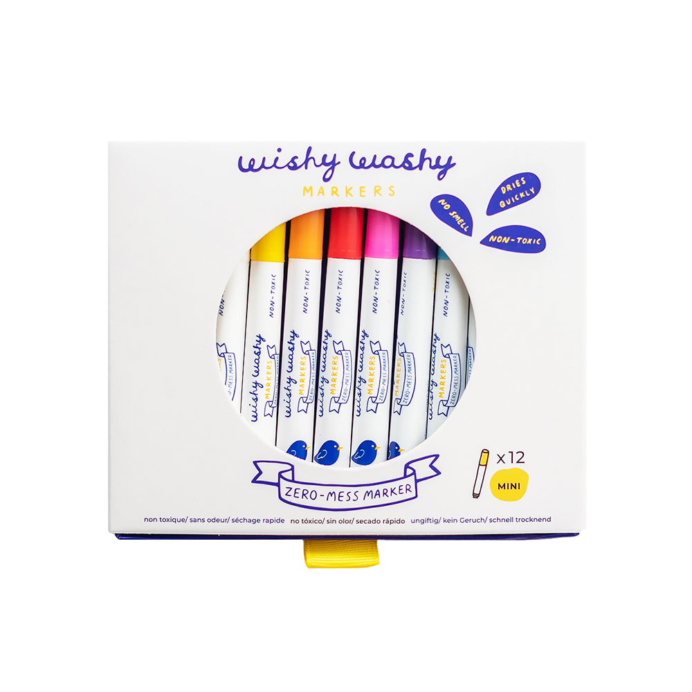Jaq Jaq Bird - Wishy Washy Mini Markers - Set of 12