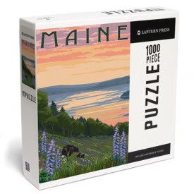 Lantern Press Lantern Press - 1000 Piece Puzzle - Maine Lake & Bear Family