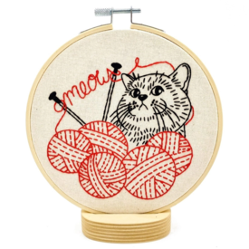 Hook, Line & Tinker Embroidery Kits Inc Hook, Line & Tinker Embroidery Kit - Kitten with Knitting