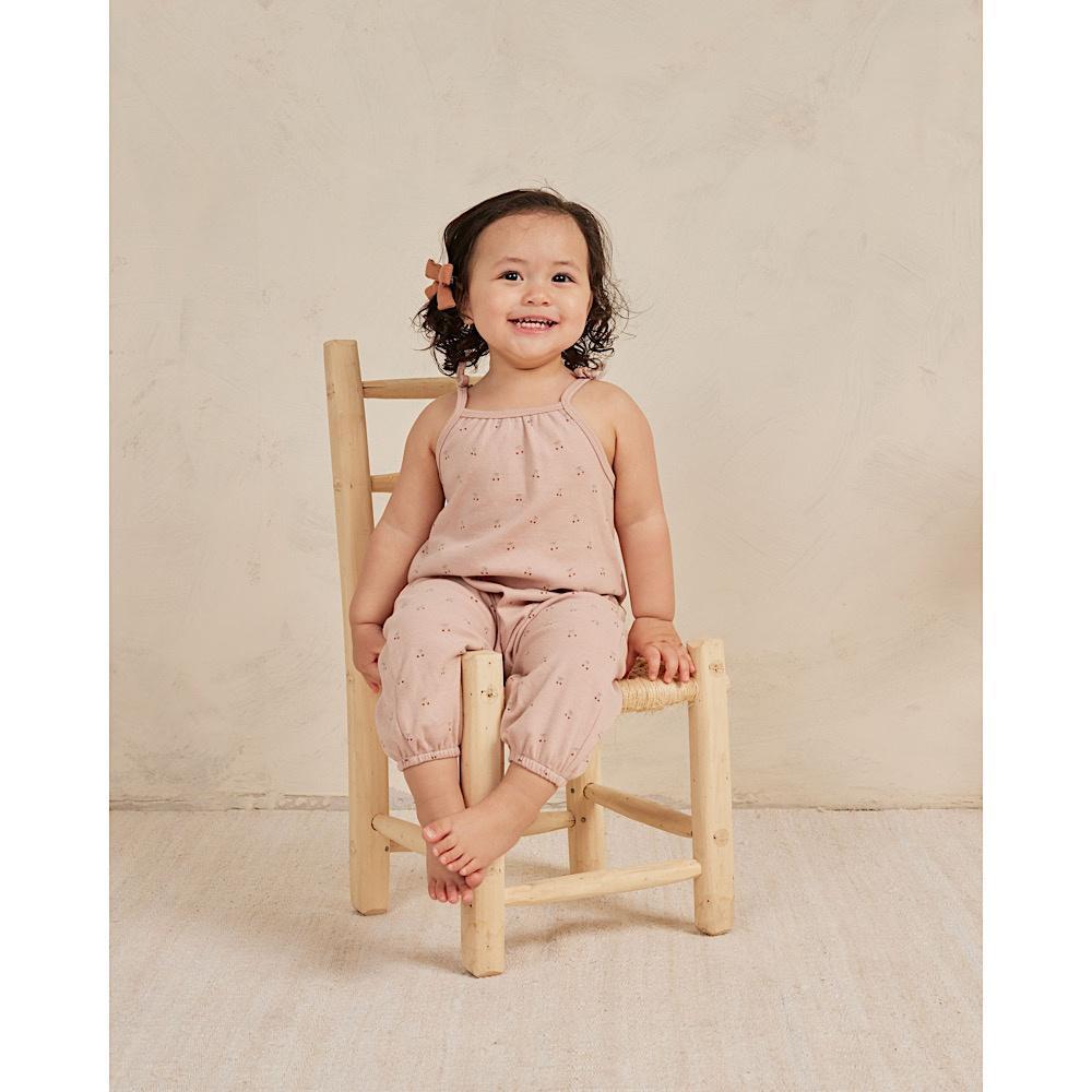 Quincy Mae Smocked Jumpsuit - Blush Cherries