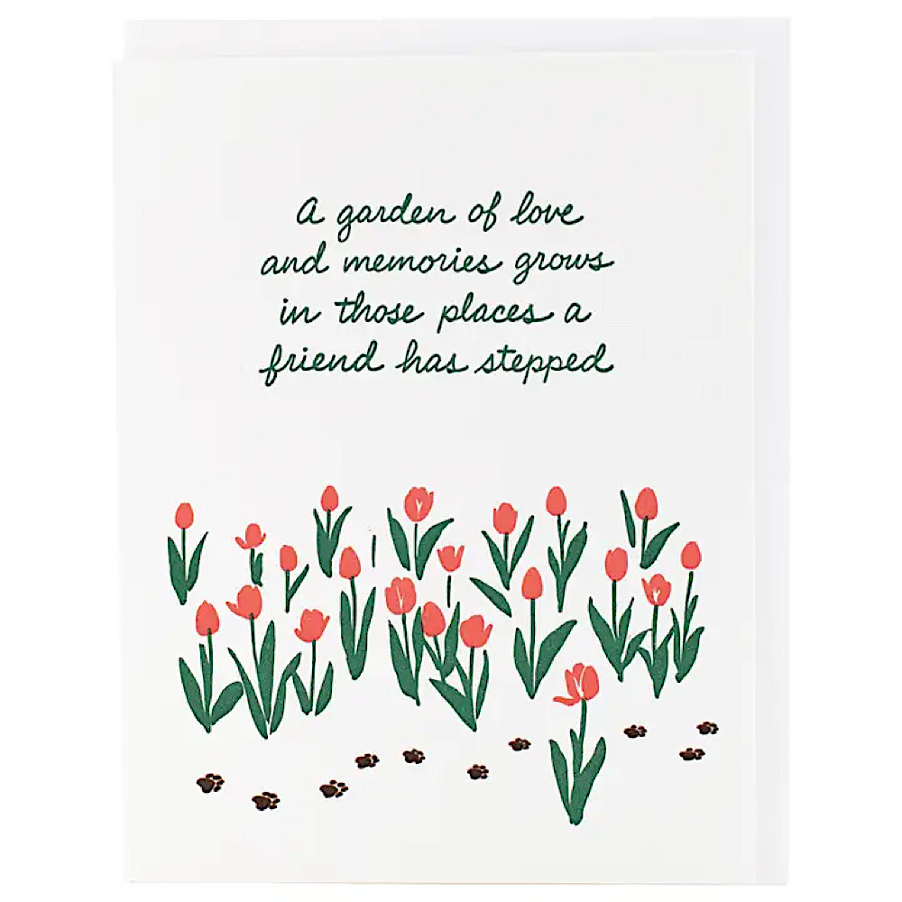 Smudge Ink - Tulips & Paw Prints Pet Sympathy Card