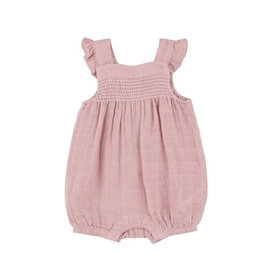 Angel Dear Angel Dear Smocked Front Overall Shortie - Dusty Pink