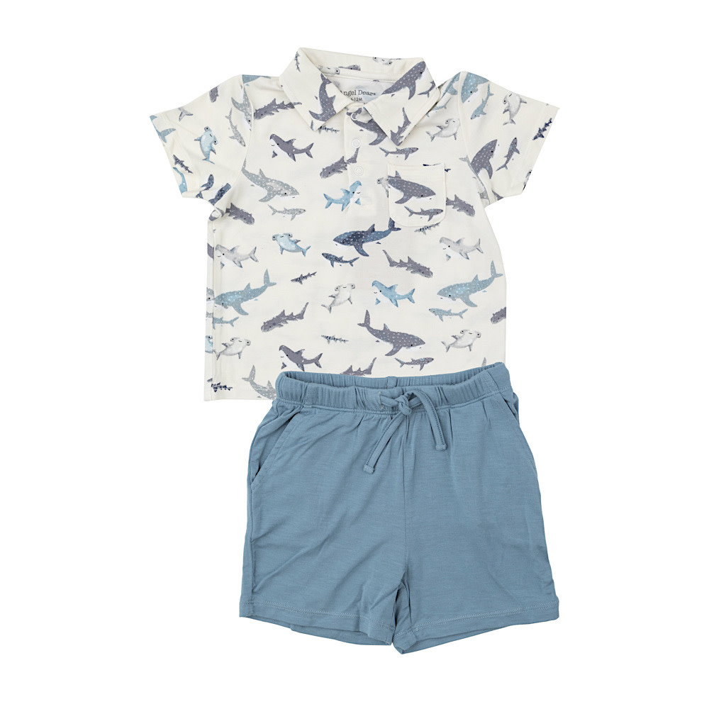 Angel Dear Polo Shirt & Short Set - Shark