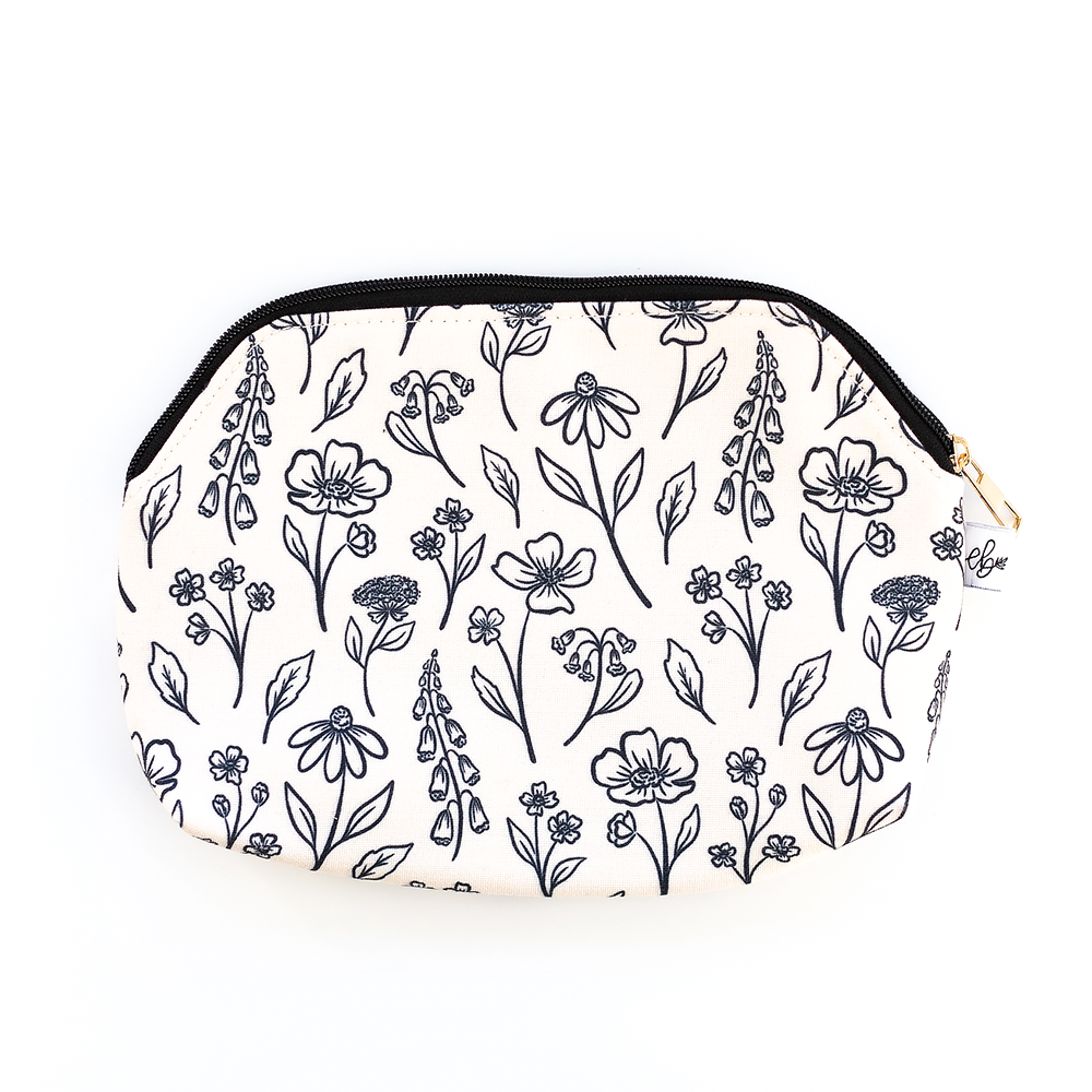 Elyse Breanne Design Elyse Breanne Design Zipper Pouch - Ivory Pressed Floral